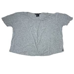 Armani Exchange Women XS Cropped Top Blouse Short Sleeve Gray Oversized Baggy